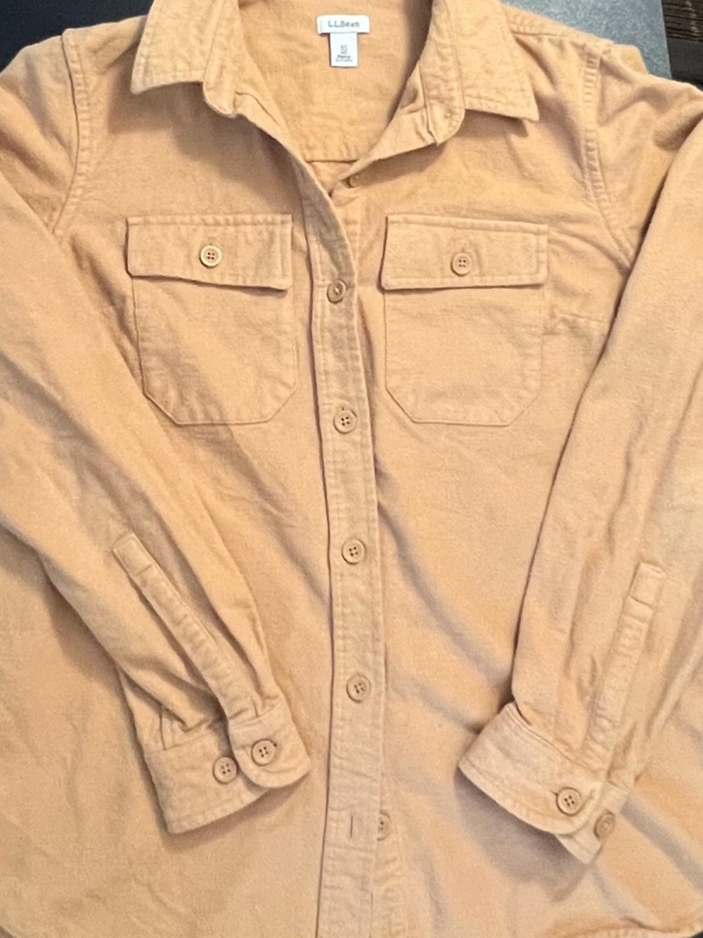 L.L. Bean Heritage Chamois Cloth Flannel Shirt Tan Beige XS Regular